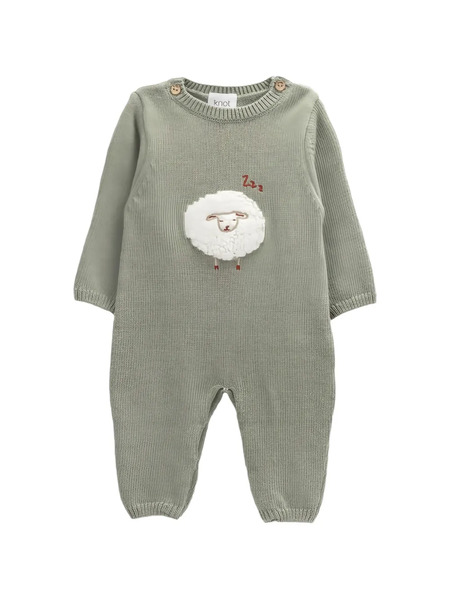  Knot Sheep Knitted Romper - Green 