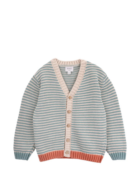  Knot Striped-pattern Button Cardigan - Blue 