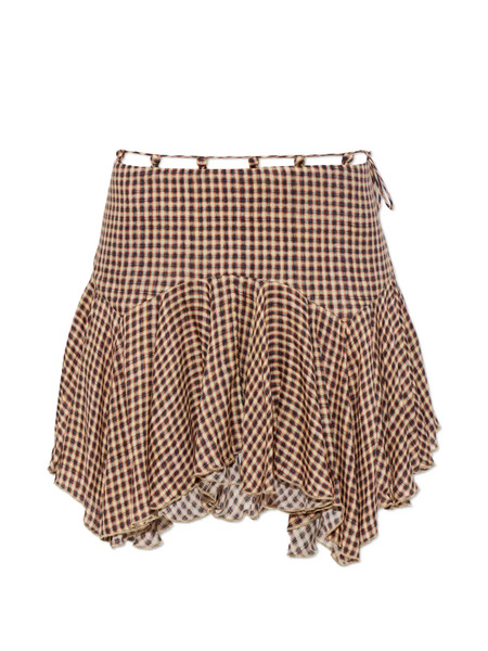  Knwls Check Ruffled Skirt - Neutrals 