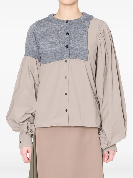  Kolor Gathered-panel Wool Top - Neutrals 
