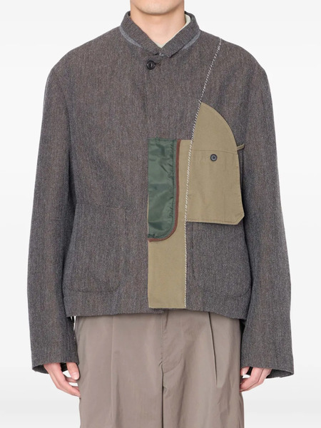  Kolor Herringbone Panelled Jacket - Grey 