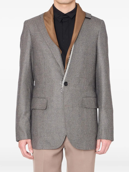  Kolor Houndstooth Frayed-edge Blazer - Grey 