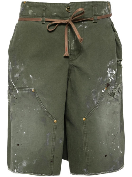  Kolor Paint-splatter Denim Shorts - Green 