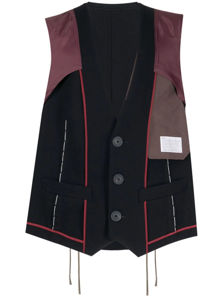  Kolor Patchwork-design Wool Vest - Blue 
