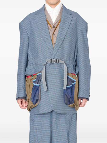  Kolor Plaid Multi-pocket Blazer - Blue 