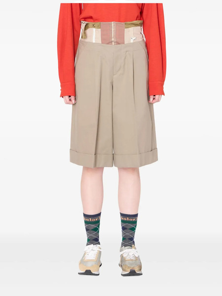 Kolor Pleated Panelled Shorts - Neutrals 