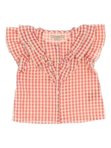  Konges Sløjd Gingham-check Ruffled Blouse - Red 