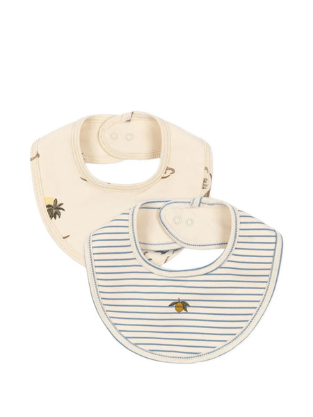  Konges Sløjd Striped-pattern Bib (pack Of Two) - Neutrals 