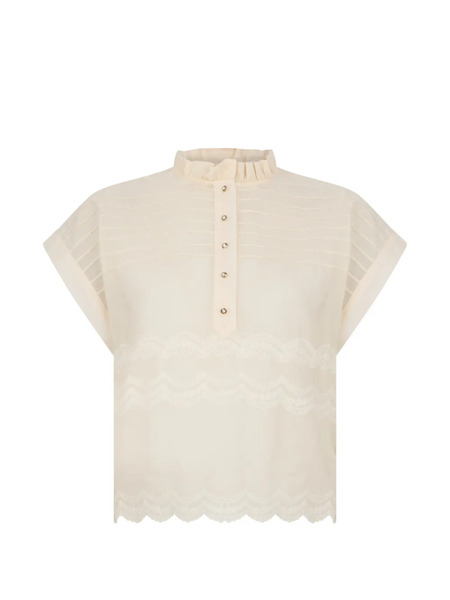  Kristina Ti Ruffled-neck Blouse - Neutrals 