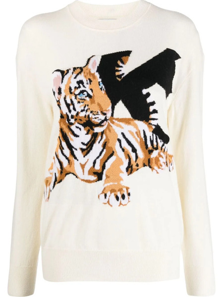  Krizia Intarsia-knit Tiger Jumper - Neutrals 