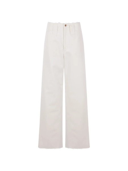  Kuro Frayed Straight Jeans - White 