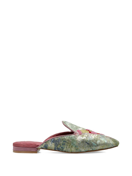  Kurt Geiger London Embroidered Flat Mules - Green 