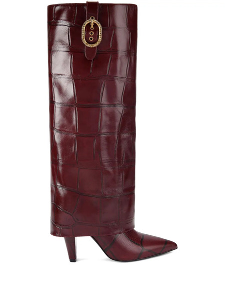  Kurt Geiger London 100mm Croc-embossed Fold-over Boots - Red 