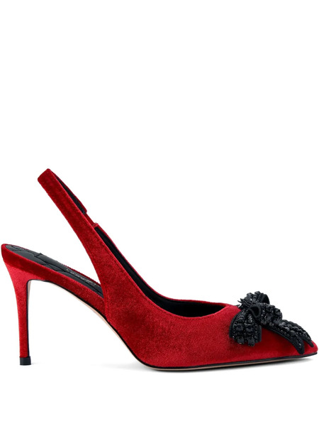  Kurt Geiger London 65mm Crystal-embellished Bow Slingback Flats - Red 