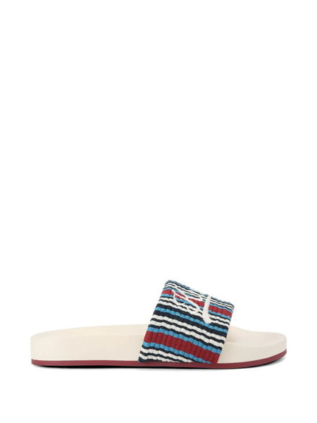  Kurt Geiger London Striped-pattern Logo-embroidery Slides - Red 
