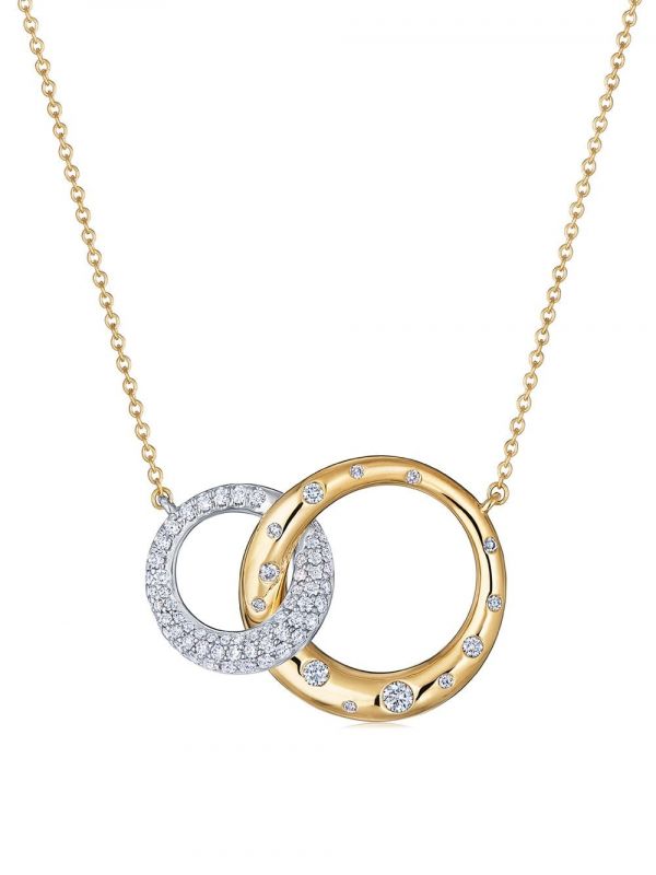  Kwiat 18kt Gold Diamond Cobblestone Interlocking Pendant 