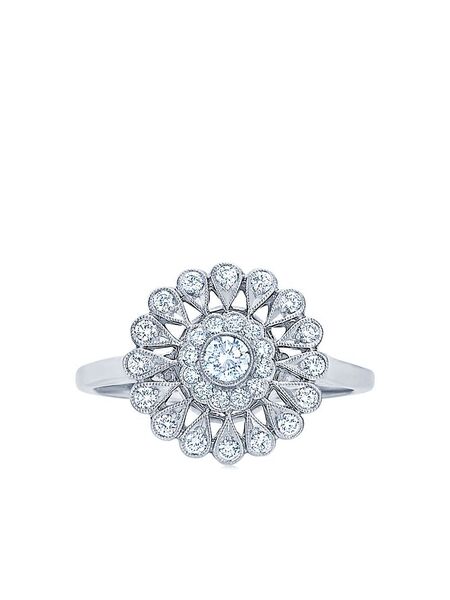  Kwiat 18kt White Gold Splendor Sunray Diamond Ring - Silver 