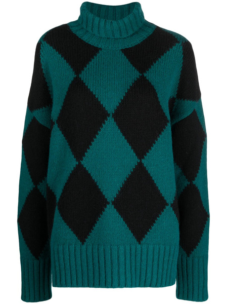  La Doublej Argyle Roll-neck Jumper - Green 