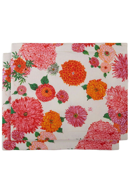  La Doublej Bright Blooms Placemats (set Of Two) - Pink 