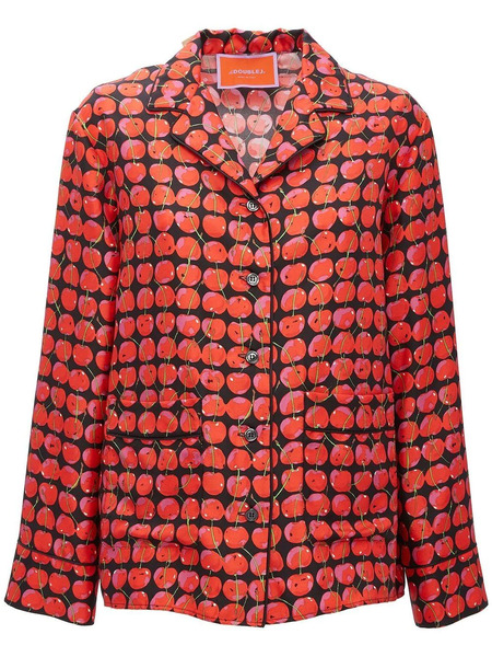  La Doublej Cherry-print Silk Pyjama Set - Red 