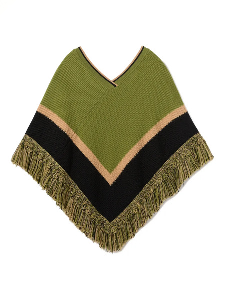  La Doublej Embroidered Fringed Dreamcatcher Poncho - Green 