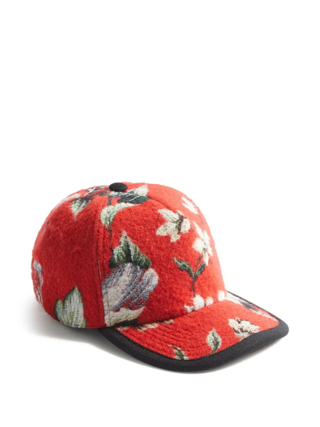  La Doublej Floral Baseball Cap - Red 
