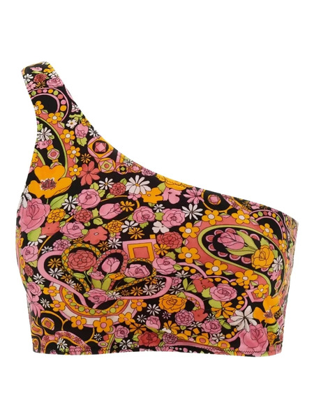  La Doublej Floral-pattern Bikini Top - Black 