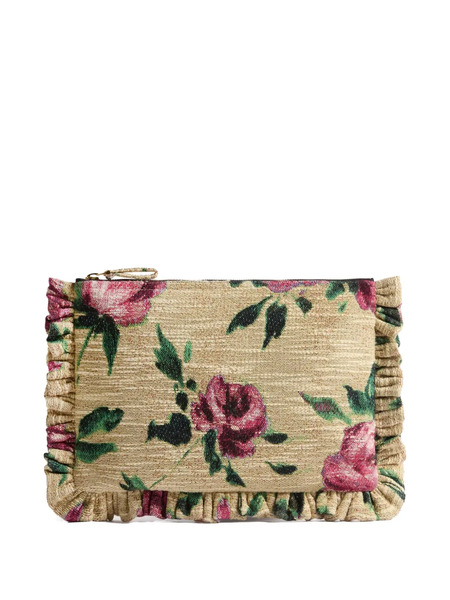  La Doublej Floral-pattern Clutch Bag - Neutrals 