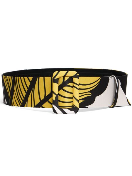  La Doublej Floral-print Belt - Yellow 