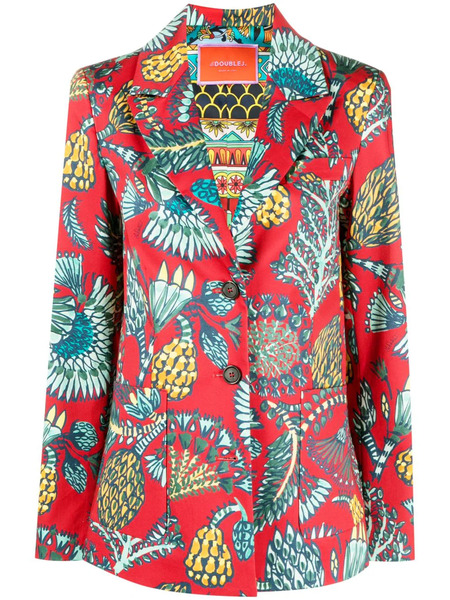  La Doublej 24/7 Floral-print Single-breasted Blazer - Red 
