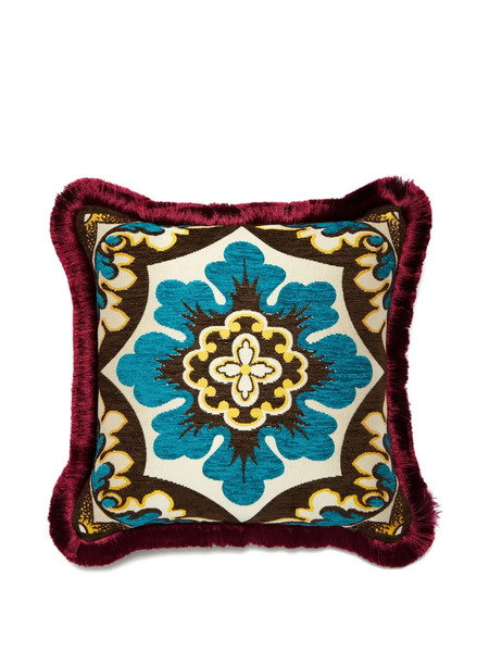  La Doublej Fringed Patterned Cushion (50cm X 50cm) - Neutrals 