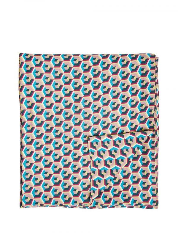  La Doublej Geometric-print Linen Tablecloth - Pink 