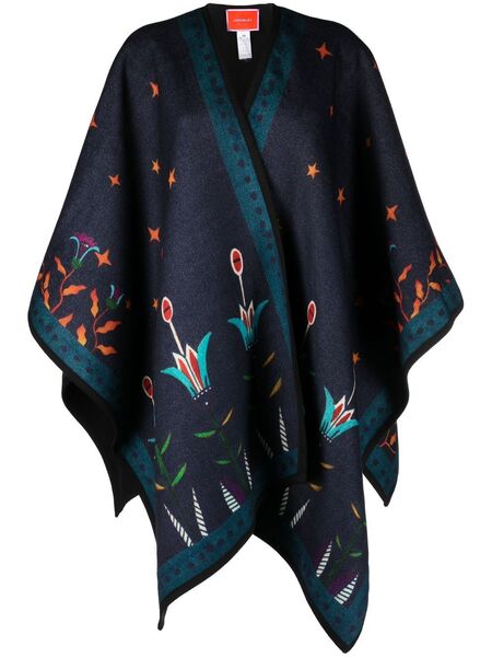  La Doublej Graphic-print Poncho - Blue 