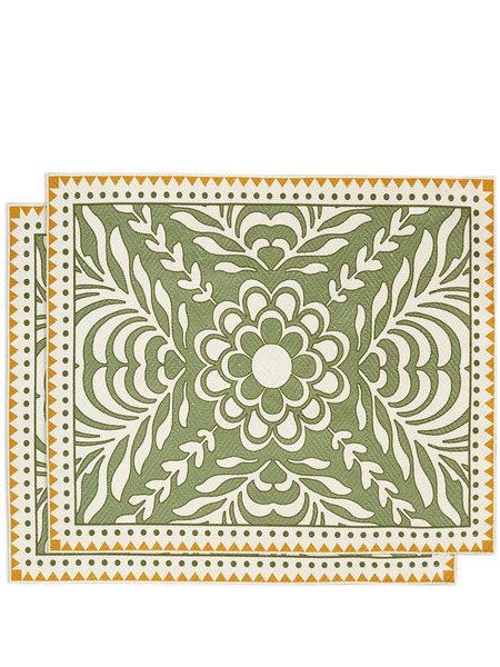  La Doublej Herringbone Placemats (set Of Two) - Green 