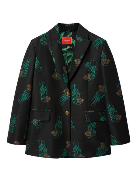  La Doublej Jones Floral-print Button Jacket - Black 