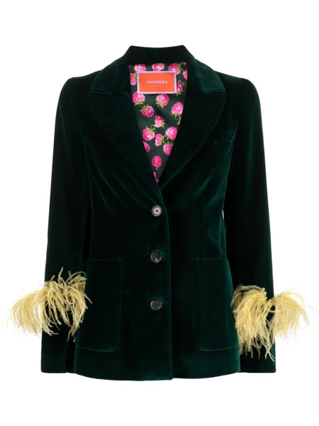  La Doublej Keaton Feather-detailing Blazer - Green 