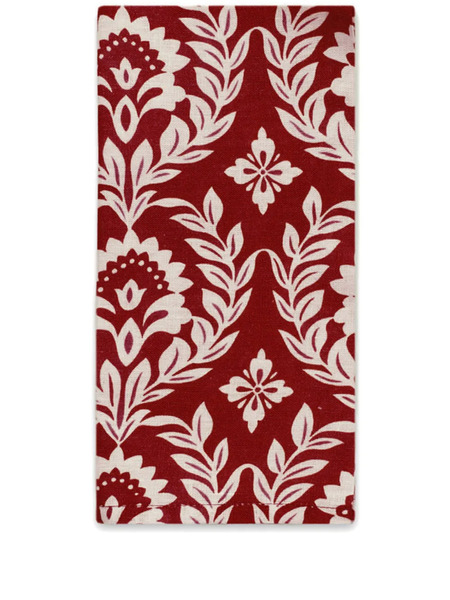  La Doublej Leaf-print Linen Napkins (set Of Two) - Red 