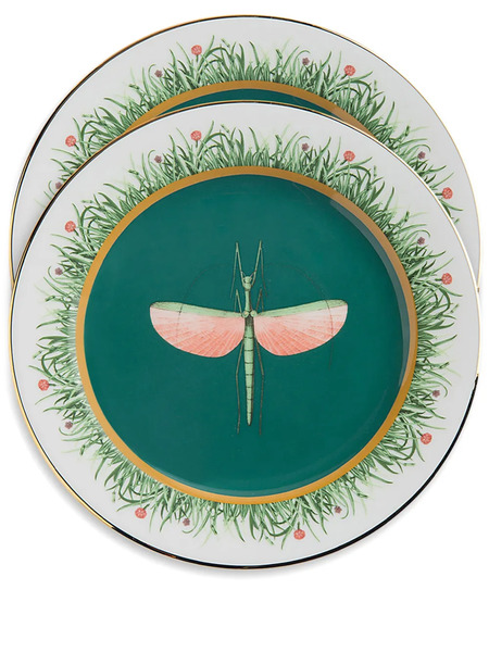  La Doublej Libellula Dinner Plates (set Of Two) - Green 