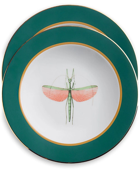  La Doublej Libellula Soup Plates (set Of Two) - Green 