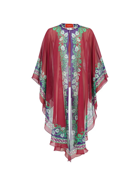 La Doublej Maria Floral-print Cape - Red 
