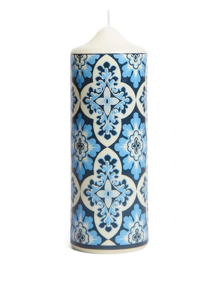  La Doublej Palazzo-print Pillar Candle - Blue 