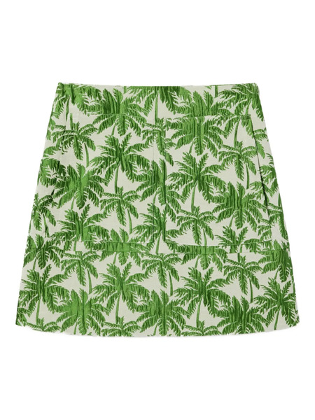  La Doublej Palm Tree-print Mini Skirt - Green 