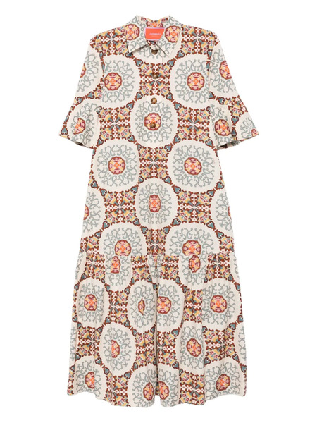  La Doublej Patterned Midi Dress - Neutrals 