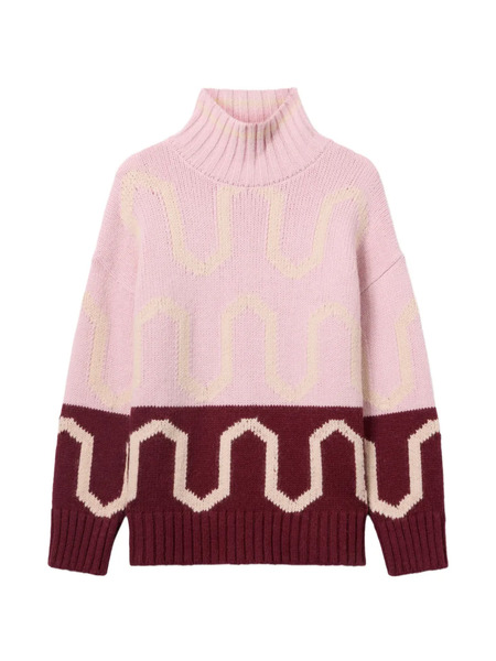  La Doublej Patterned Turtleneck Sweater - Pink 
