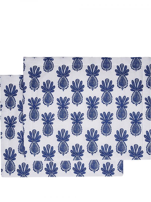  La Doublej Pineapple-print Tablemats (set Of 2) - Blue 