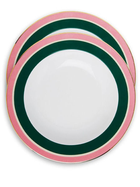  La Doublej Rainbow Soup Plates (set Of Two) - Green 