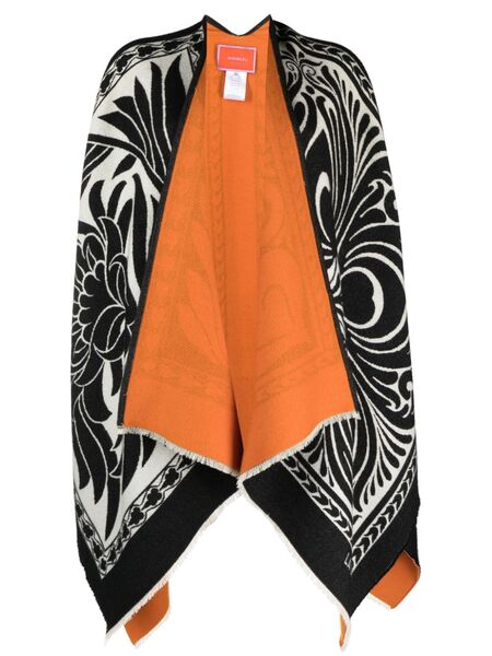  La Doublej Reversible Felted Wool Blend Poncho - Black 