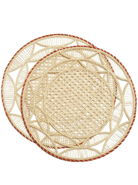  La Doublej Round Raffia Placemat (set Of Two) - Neutrals 