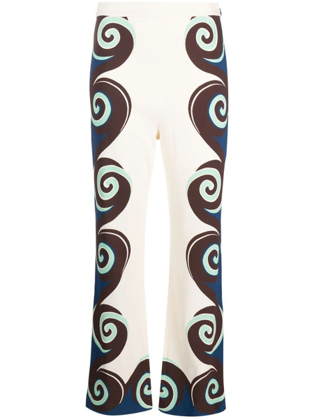  La Doublej Stretch Geometric-print Trousers - Neutrals 