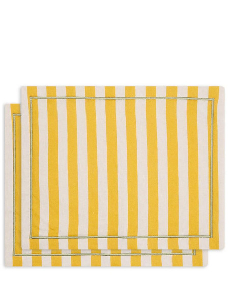  La Doublej Stripe-pattern Table Mat Set - Yellow 